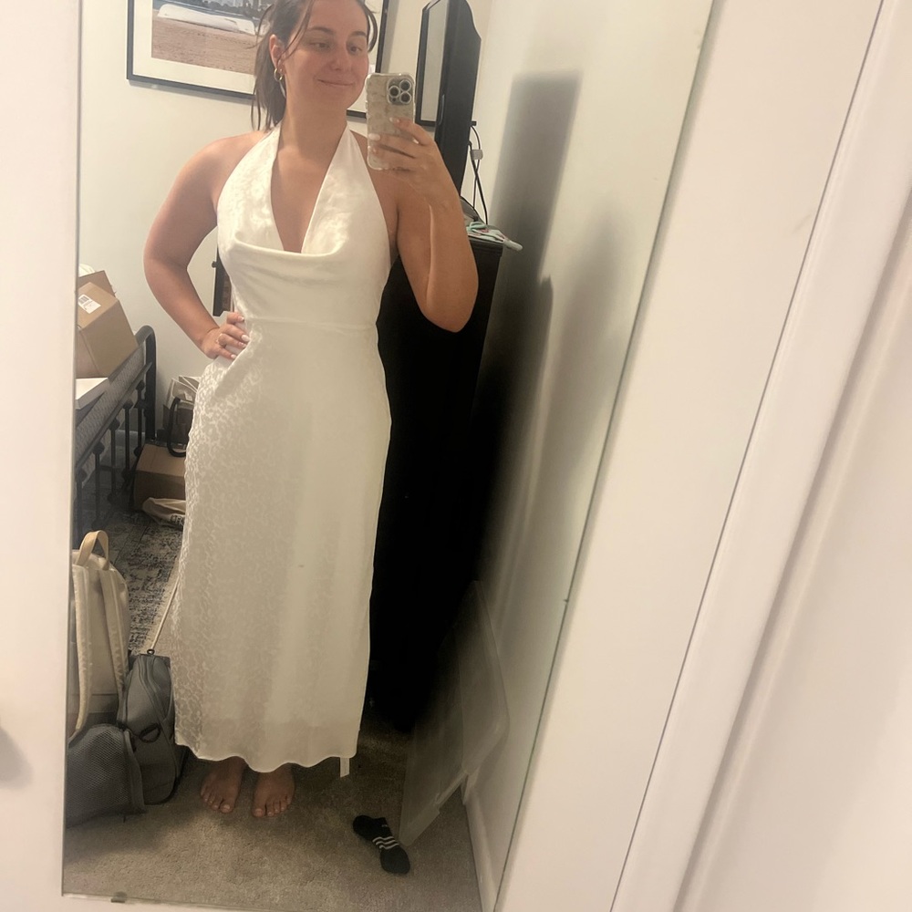 Park & Fifth White Backless Halter Dress
